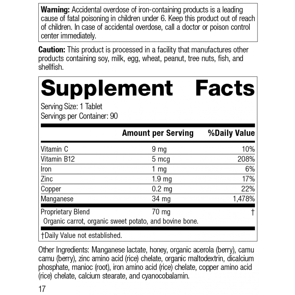 STANDARD PROCESS MANGANESE B12 5490 90 TABLETS Natures Health Shoppe