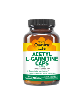 COUNTRY LIFE ACETYL L-CARNITINE 500 MG W/B-6 60 VEG. CAPSULES 