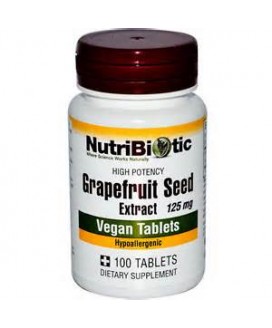 thumbnail image 2 of NutriBiotic Grapefruit Seed Extract 125 Mg – 100 Tablets, Vegan, Gluten-Free, Egg-Free 2 of 3
